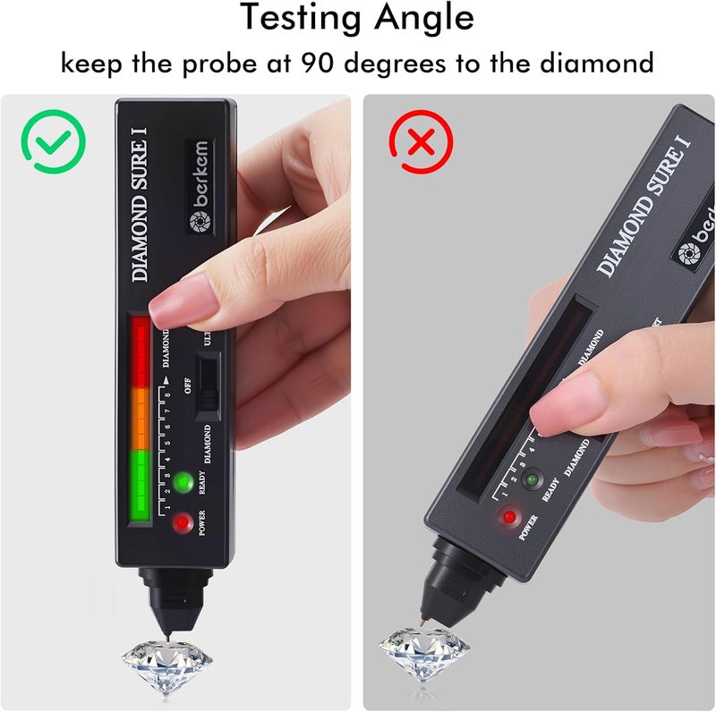 VALKYNOS Diamond Tester Kit with 60X Loupe & UV Light, Thermal Conductivity Diamond Tester Pen for Real Diamonds, Detects CZ, LED & Audible Alert, Tests Small & Mounted Jewelry (2pt / 0.02 ct+) - Image 5
